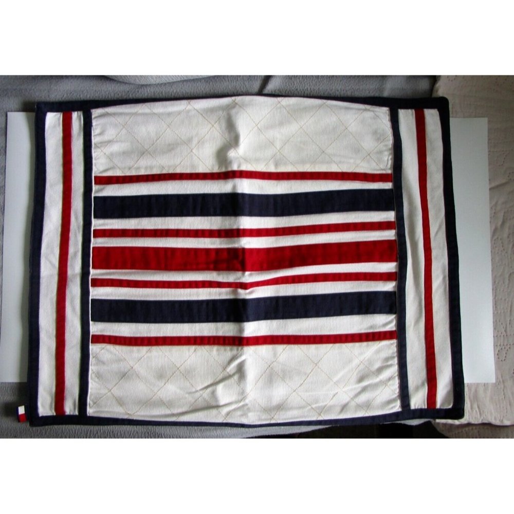 Tommy Hilfiger Home Pillow/Cushion Cover - 100% Cotton Red/White/Blue Rectangle - Picture 1 of 12